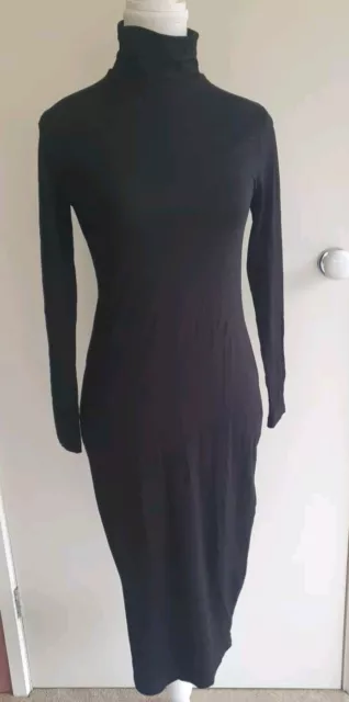 ASOS Black maternity dress, size 8 AU stretch maxi, Skivvy Neck Exc Cond