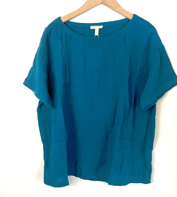 Eileen Fisher Cotton Lofty Gauze Top, Plus Size 1X - Jasper NEW Eileen Fisher Cotton Lofty Gauze Top, Plus Size 1X - Jasper NEW