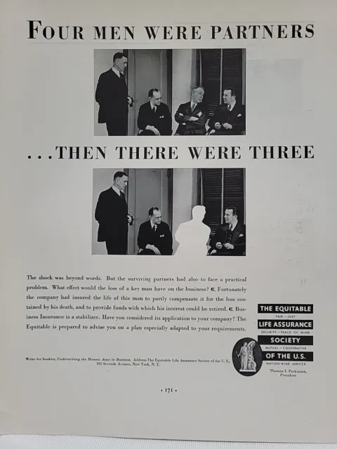 1934 The Equitable Life Assurance Society Fortune Magazine Print Advertising