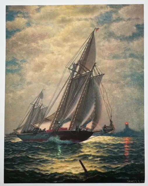 First Home, Vintage James Tyler Print, Nautical Coastal Sailboat Wall Art