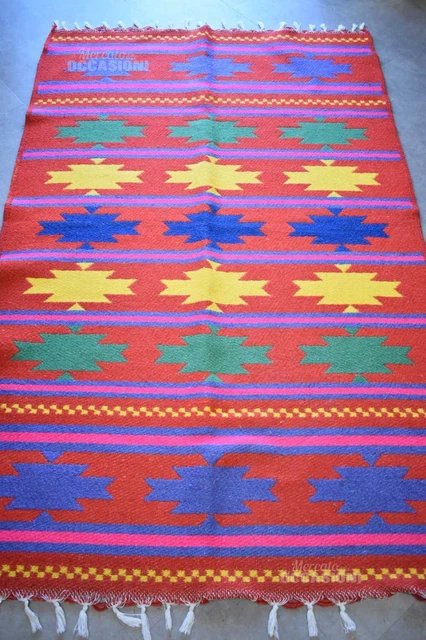 Tappeto Colorato 190 X 120 Cm Rosso Viola Giallo Verde