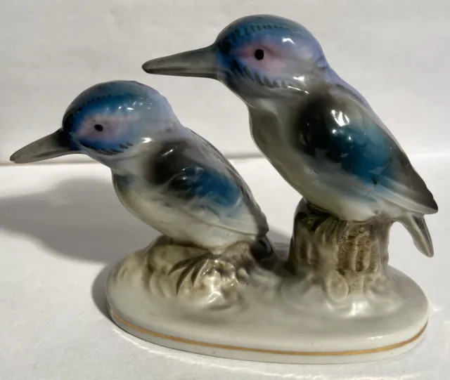 Vintage Ceramic Blue Kingfisher Bird Figurine Made In Japan