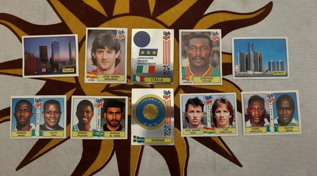 LOT 10 PANINI USA 94 WORLD CUP FOOTBALL STICKERS inc ITALIA SWEDEN FOIL BADGE LOT 10 PANINI USA 94 WORLD CUP FOOTBALL STICKERS inc ITALIA SWEDEN FOIL BADGE