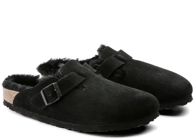 BIRKENSTOCK Women’s Boston Shearling Lined Suede Clogs Black 39 / 8-8.5 US NEW