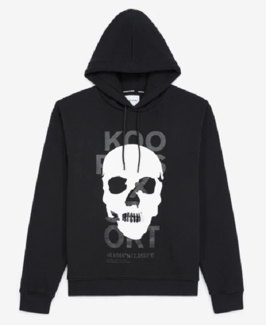 THE KOOPLES SPORT Pull A Capuche Coton Noir Tete De Mort Taille
