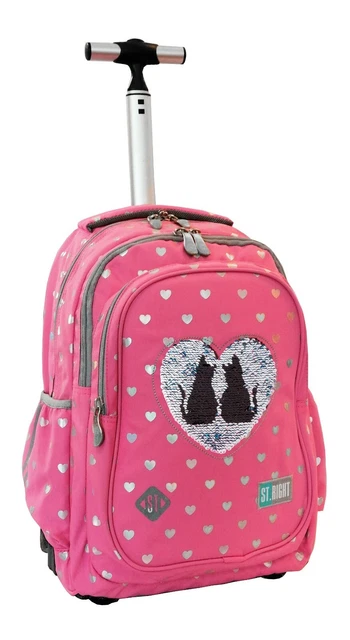 ZAINO TROLLEY SWEET Kitty Gatto Rosa, Scuola Elementare Media