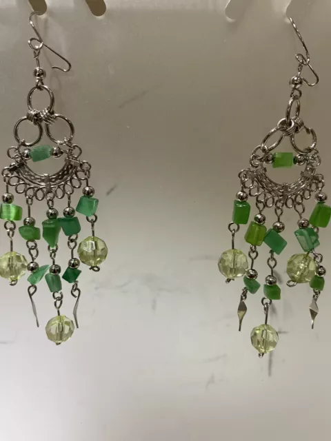 Blessed  Peruvian    Green Alpaca Silver Earrings