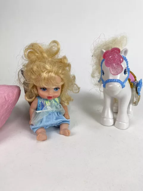 Disney Enchanted Nursery Cute Baby Girl Doll Cinderella and Pony 2005 Mattel