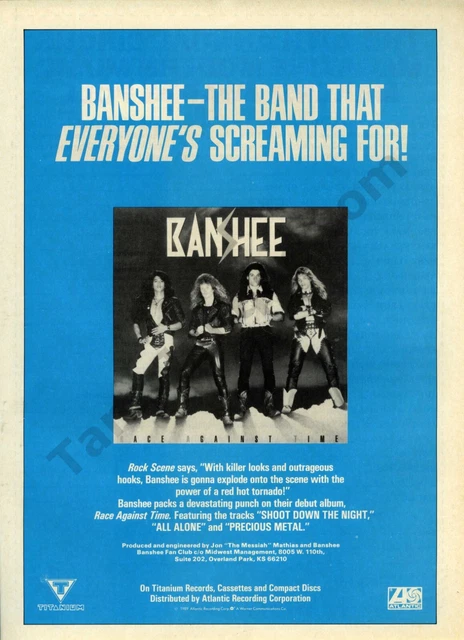 BANSHEE ‎– Race Against Time : 1989 LP EX (LOOKS UNPLAYED) PROMO W