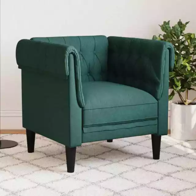 Fauteuil Chesterfield vert foncé tissu vidaXL