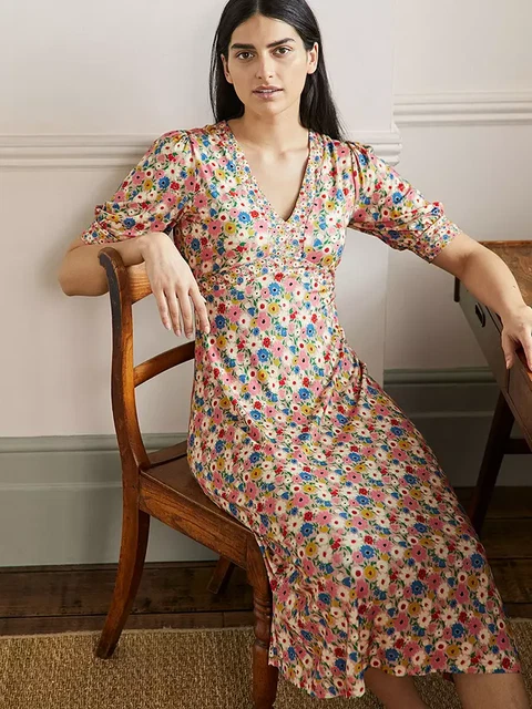 Boden rosa jersey midi dress sale