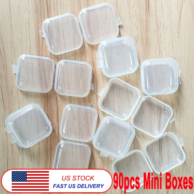 90PCS Mini Clear Plastic Small Box Jewelry Storage Container Bead Clear Case Box