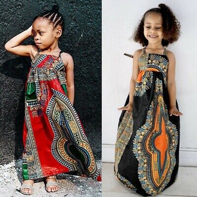 6M-4T Summer Toddler Baby Girls Sleeveless Dashiki African Dress Backless Dress