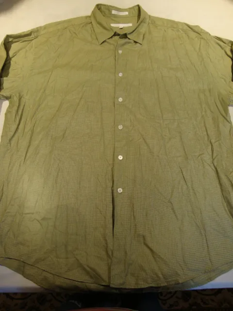 Perry Ellis Mens Dress Shirt Solid Green Size XL Extra Large 100% Cotton Collar