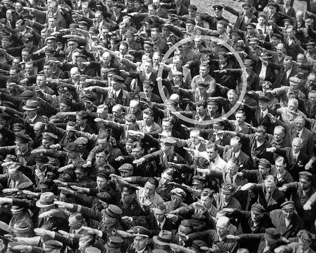 MAN REFUSING THE Nazi Salute German Hitler Rally 8x10 World War II WW2