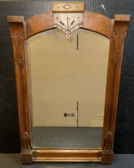 Antique Wall Mount Mirror Eastlake Victorian Walnut 24”Tx 14.5” Wide 2” Deep