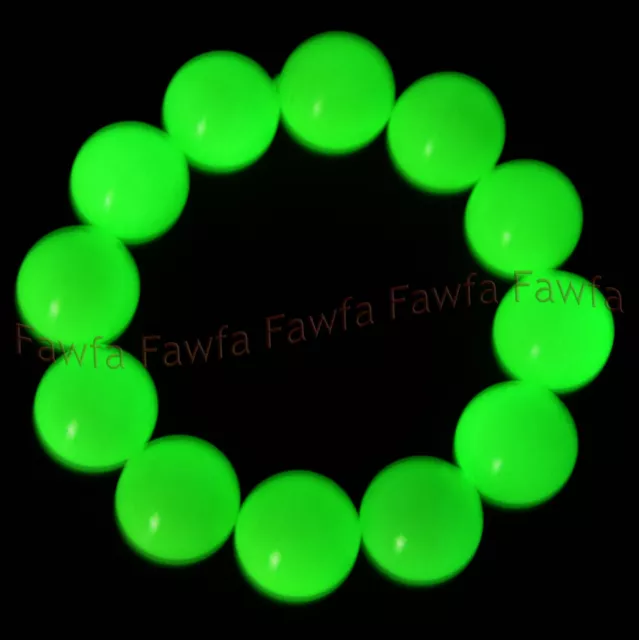 Night-Luminous Huge 20mm Green Fluorite Round Gemstone Beads Elastic Bracelet