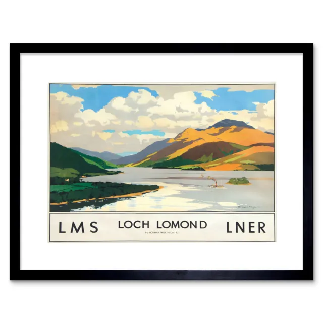 Travel Scotland Loch Lomond Rail Framed Art Print Picture & Mount 12x16 Inch