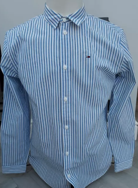 GENUINE   Tommy Hilfiger  Shirt    WHITE/BLUE   Cotton UK LARGE /LONG SLEEVE