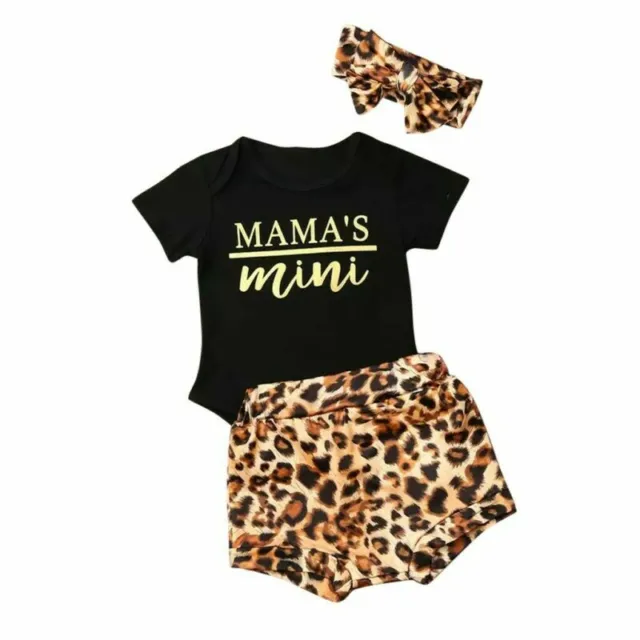Tops Romper Short Pants Summer Baby Girls Newborn Outfits Leopard Print Clothes 4
