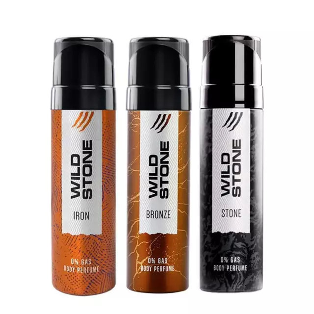 Wild Stone Iron Spray corporel parfumé pour homme, lot de 3 (120 ml chacun)