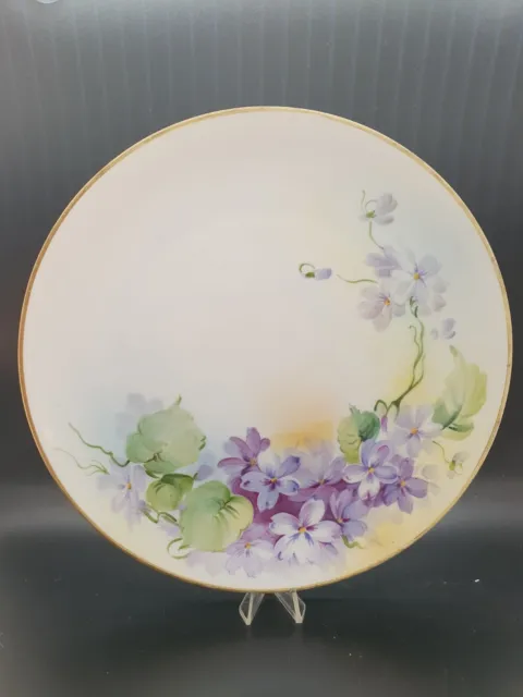 Schöne Morimura Bros handbemalte Blumenmuster violette Platte Brustwarze