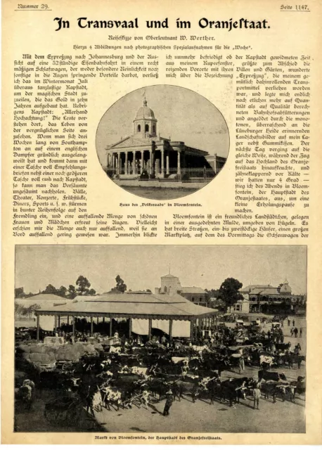 Olt.W. Werther In Transvaal und im Oranjestaat Bloemsontein Pretoria Text v.1899