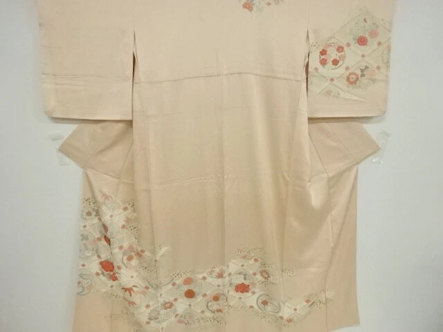 38793# JAPANESE KIMONO / ANTIQUE KIMONO / EMBROIDERY / SHOCHIKUBAI WITH PEONY &a