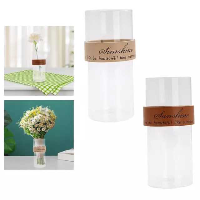 Glass Vase Simple Cylinder Bottle Container for Tabletop Living Room Office