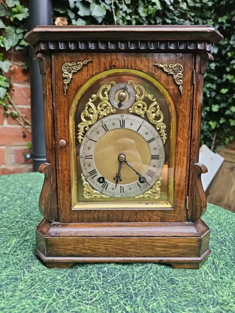 1930s Traditional Chiming Mantel Clock - Bim Bam And Hour Chimes - With Key