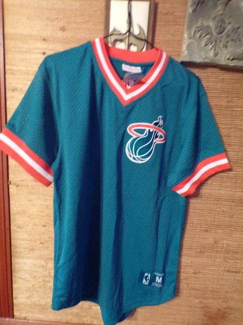 MITCHELL NESS Miami Heat Pullover Jersey In Teal Orange Medium