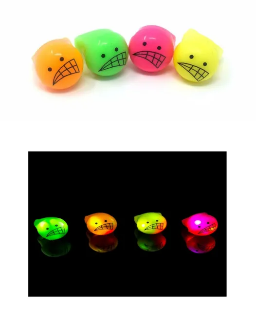 24 Funny Face Flashing LED Jelly Rings Light Up Finger Glow Party Bag Favours