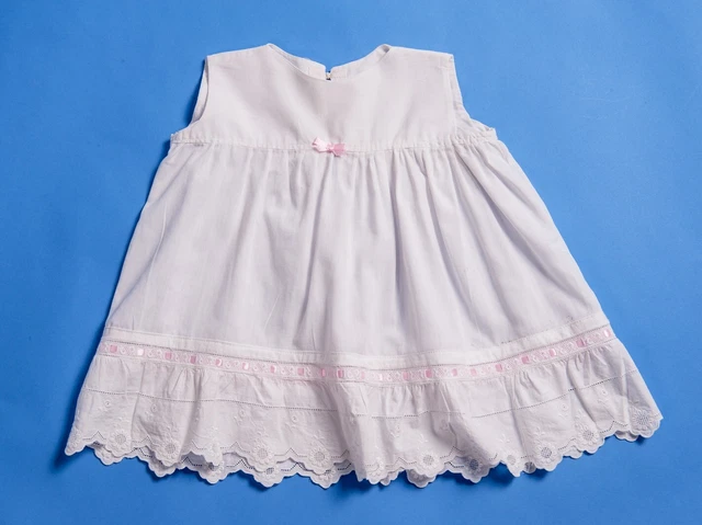 Sottoveste vintage anni '50 ragazza prato bianco ricamo cotone età inglese 2-3 anni