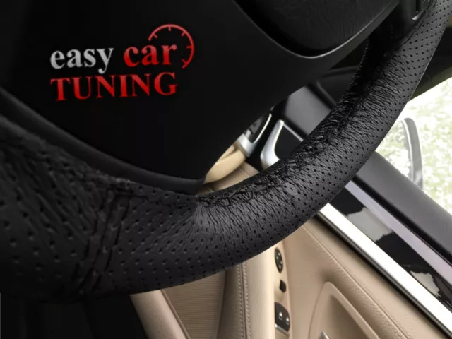 For Jeep Grand Cherokee WJ Black Perforated Genuine Leather Steering Wheel Cover 3