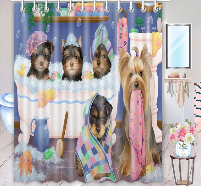 Halloween Yorkshire Terrier Dog Shower Curtain Bathtub Screens Personalized Hook