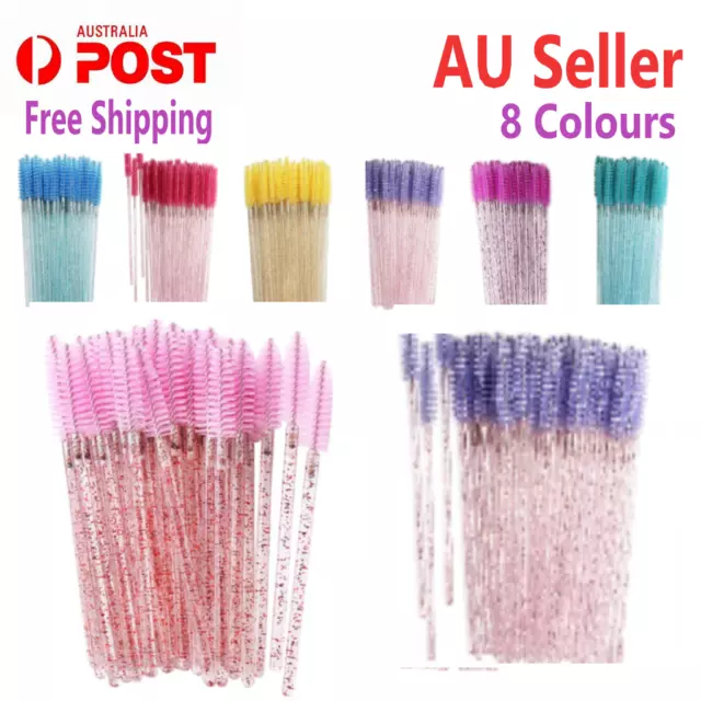 Disposable Glitter Mascara Wands Eyelash Brushes  Extensions Spoolie 8 colours