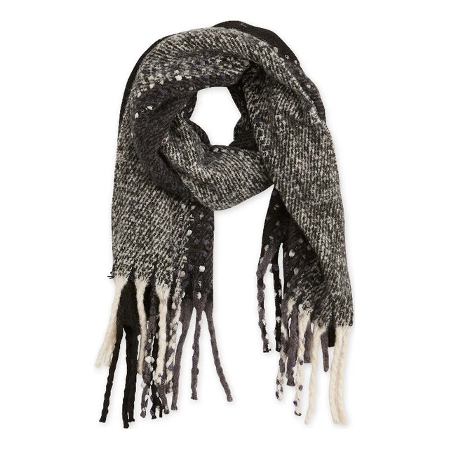 Rainier Fuzzy Polyester Fringe Scarf 57x57