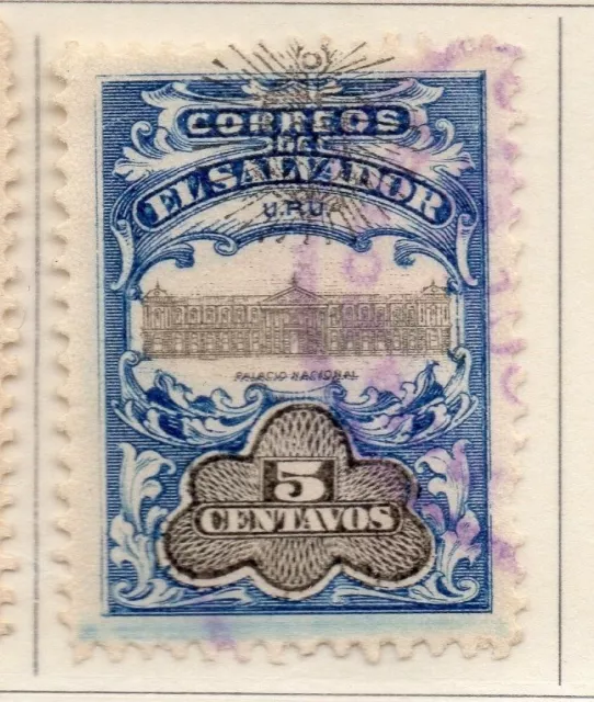 El Salvador 1907 Early Issue Fine Used 5c. Optd 111273