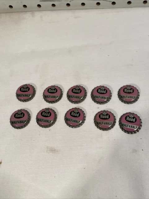 Hood Dairy Half & Half bottle cap crowns CORK Metal Advertising Craft Lot Of 10