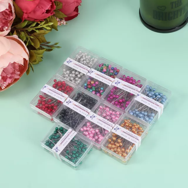 12 Box/1200 Office+supplies Multi-color Beads Dressmaker Pin 2