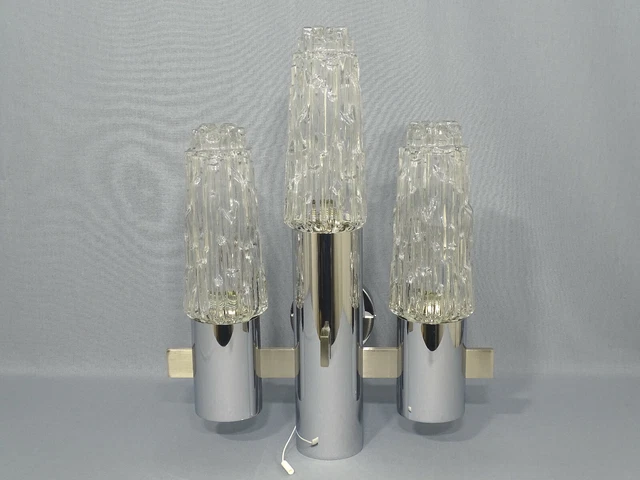 Fallen Out Dreiflammige 70er Years Wall Lamp Chrome Glass