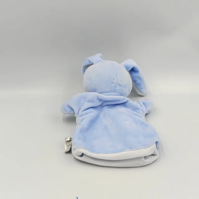 Doudou marionnette lapin bleu blanc MES PETITS CAILLOUX CMP - 32877