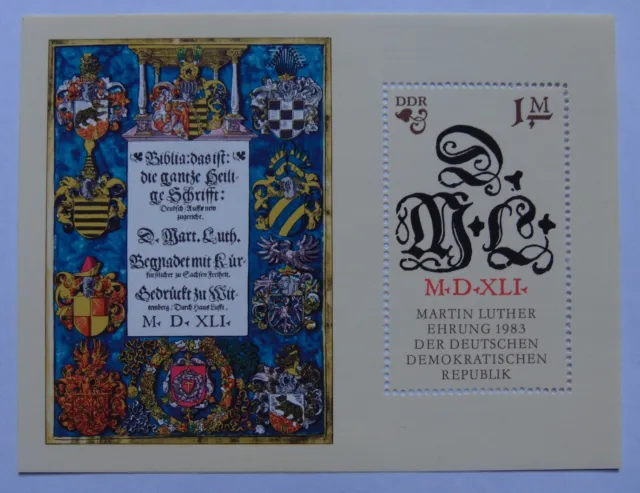 DDR Block (**) 500. Geburtstag von Martin Luther (II), 1983, Mi Block 73