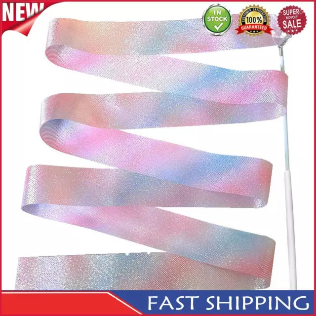 Flashing Glitter Dance Ribbon Gymnastics Ballet Twirling Stick (2m White)