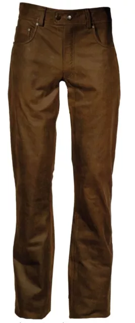 Modeka Stemp Lederhose (Brown 58) Pantalon moto en cuir de buffle taille FR 48