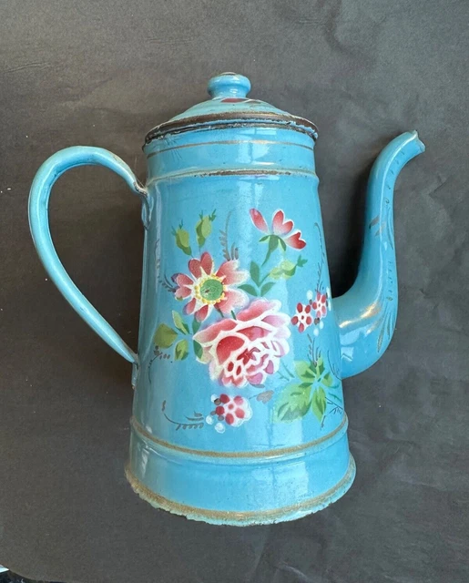 Sucrier Ancien En Opaline Bleue à Motif Fleur - Déco Vintage SV