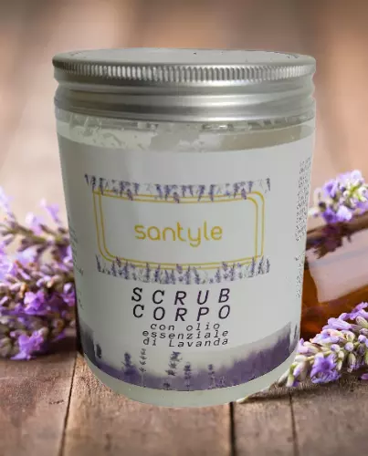 scrub corpo al sale marino con olio essenziale di Lavanda 300 ML