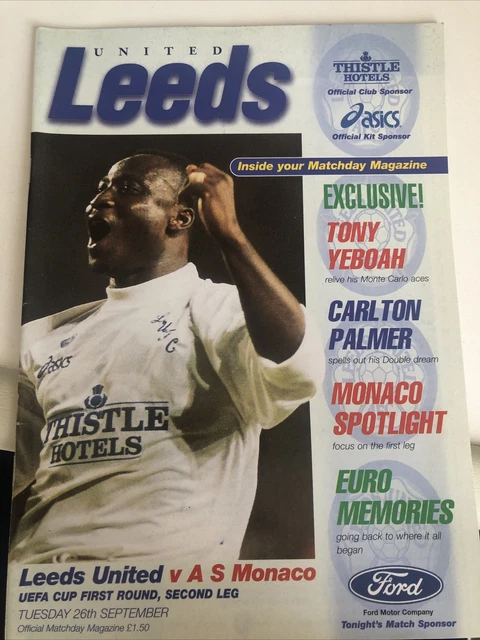 LEEDS UNITED V AS Monaco 26/9/95 1995 Match Programme Uefa Cup £1.99