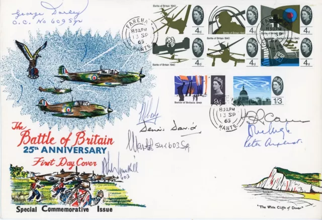 GB 1965 Scarce BoB FDC Signed by 8 Famous RAF Pilots from the Battle of Britain