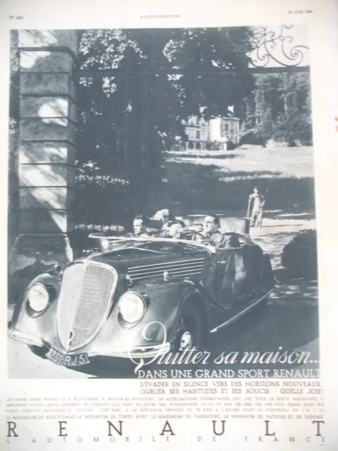 Publicite De Presse Renault Automobile Grand Sport French Ad 1935